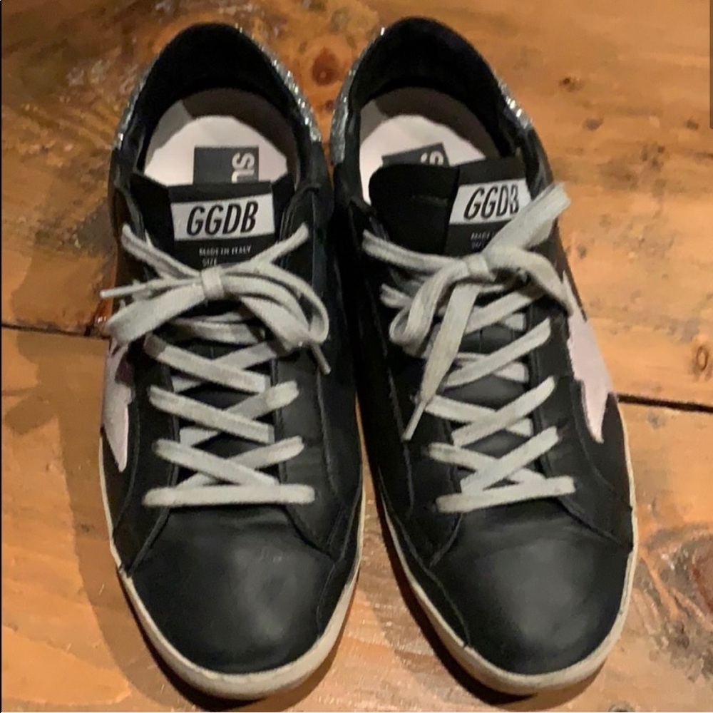 Golden Goose Superstar Black with Glitter Size 8